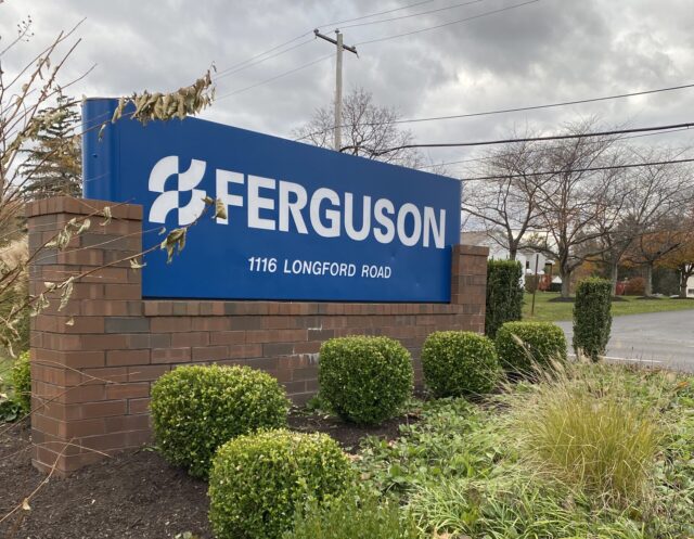 Blue Monument Box Sign With Subtext for Ferguson