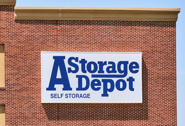 White Box Building Sign for A Storage Depot